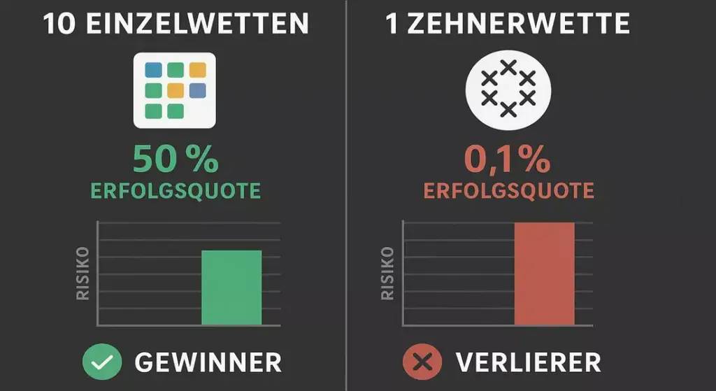 10 Einzelwetten vs. 1 Kombiwette: Vergleich von Risiko, Gewinnchance und Stabilität