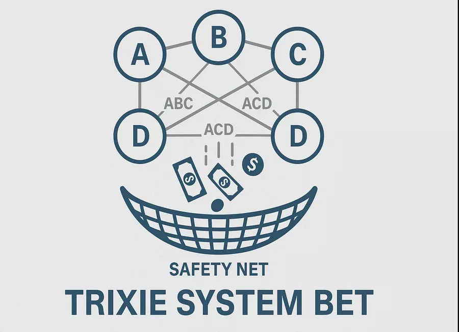 Trixie Systemwette erklärt: 4 Auswahlen kombiniert zu 4 Dreierwetten als Sicherheitsnetz